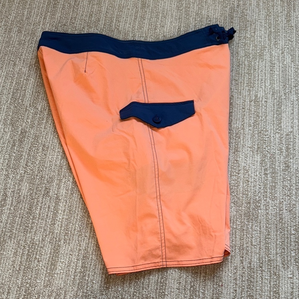 Patagonia Mens 31 Orange Patchwork Stretch Wavefarer Boardshorts Swim Surf Short - Picture 10 of 10